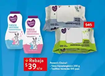 Walmart Parent's Choice Talco hipoalergénico 200 g Toallitas húmedas 100 pzas oferta