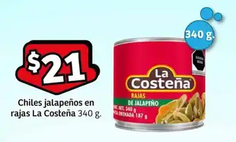 Chiles jalapeños en rajas La Costeña 340 g.