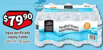 Soriana Mercado Agua purificada Valley Foods 500 ml. 28 pack oferta