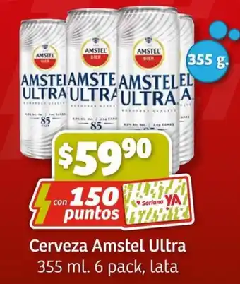 Soriana Mercado Cerveza Amstel Ultra 355 ml. 6 pack, lata oferta