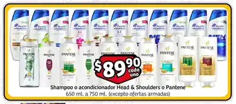 Soriana Mercado Shampoo o acondicionador Head & Shoulders o Pantene 650 ml. a 750 ml. (excepto ofertas armadas) oferta