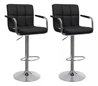 Mercado Libre Set 2 Bancos Altos Cocina Barra Silla Apoyabrazos Mueblick Color Negro oferta
