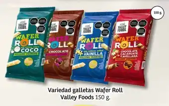 Soriana Mercado Variedad galletas Wafer Roll Valley Foods 150 g. oferta