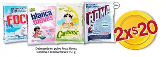 Detergente en polvo Foca, Roma, Carisma o Blanca Nieves 250 g. x 2
