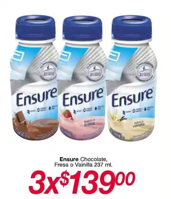 Ensure Chocolate, Fresa o Vainilla 237 ml. x 3
