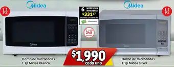Soriana Mercado Midea Horno de microondas 1.1p blanco / silver c/u oferta