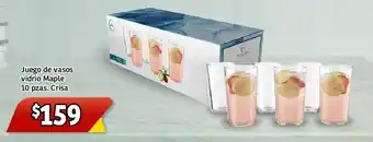 Juego de vasos vidrio Maple 10 pzas. Crisa