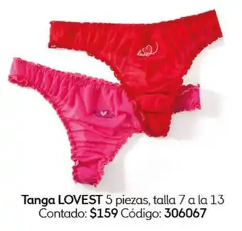 Tanga LOVEST 5 piezas, talla 7 a la 13