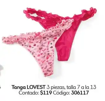 Coppel Tanga LOVEST 3 piezas, talla 7 a la 13 oferta