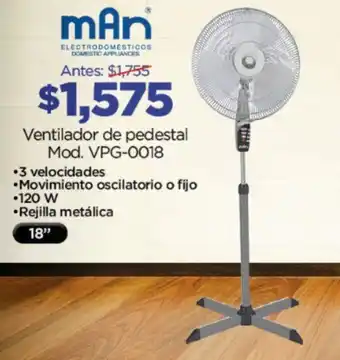 Chedraui Ventilador de pedestal Mod. VPG-0018 oferta