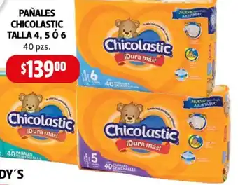 Farmacias Guadalajara PAÑALES CHICOLASTIC TALLA 4, 5 Ó 6 40 pzs oferta