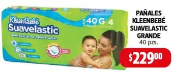 Farmacias Guadalajara PAÑALES KLEENBEBÉ SUAVELASTIC GRANDE 40 pzs oferta