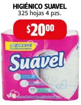 Farmacias Guadalajara HIGIÉNICO SUAVEL 325 hojas 4 pzs oferta