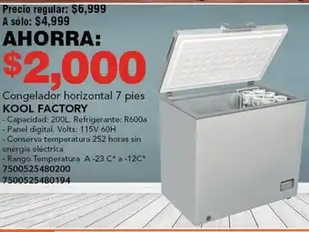 City Club KOOL FACTORY Congelador horizontal 7 pies oferta