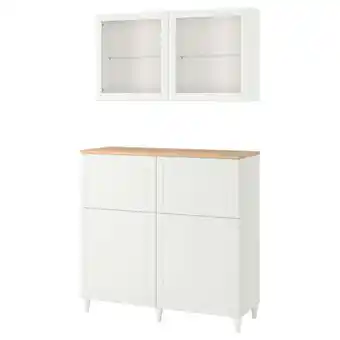 IKEA BestÅ Comb almacenamiento c/prtas&cajones, blanco smeviken/ostvik/kabbarp vidrio transparente blanco, 120x42x240 cm oferta