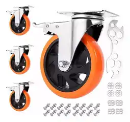 Mercado Libre Rueda De Pvc 360° Función Giratoria Rodaja Con Freno 4 Pcs oferta