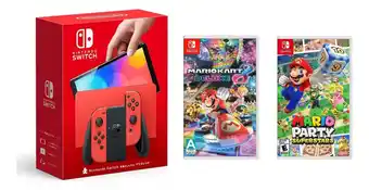 Mercado Libre Nintendo Switch Oled 64gb Y Juegos Mariokart8, Mario Party Color Rojo oferta