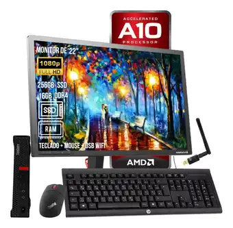 Mercado Libre Computadora Lenovo Amd A10 16gb 256 Ssd Monitor 22 Wifi W10 oferta