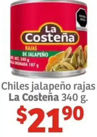 Soriana Híper Chiles jalapeño rajas La Costeña 340g oferta