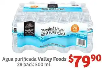 Soriana Híper Agua purificada Valley Foods 28 pack 500ml oferta