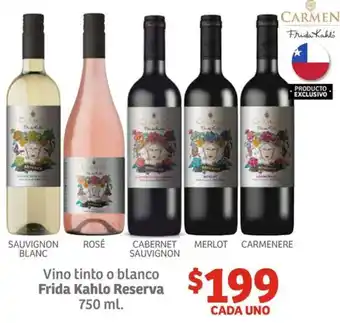 Soriana Híper Vino tinto o blanco Frida Kahlo Reserva 750ml oferta