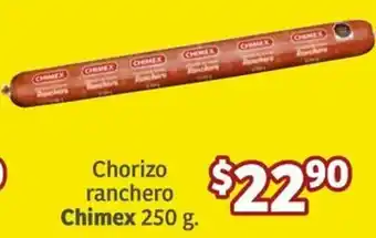 Soriana Híper Chorizo ranchero Chimex 250g oferta