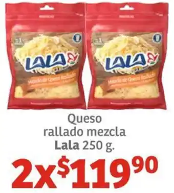 Soriana Híper Queso rallado mezcla Lala 2x250g oferta