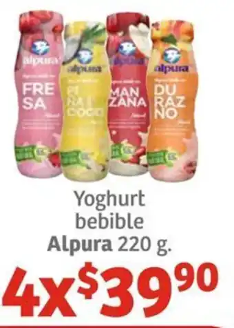 Soriana Híper Yoghurt bebible Alpura 4x220g oferta