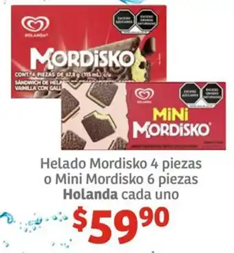 Soriana Híper Helado Mordisko 4 piezas o Mini Mordisko 6 piezas Holanda cada uno oferta