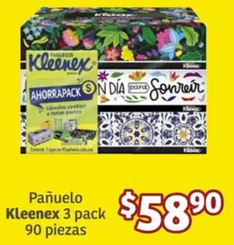Soriana Híper Pañuelo Kleenex 3 pack 90 piezas oferta