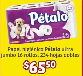 Soriana Híper Papel higiénico Pétalo ultra jumbo 16 rollos, 234 hojas dobles oferta