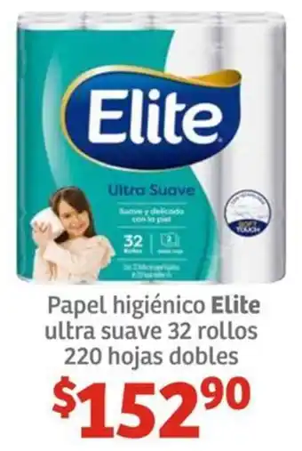 Soriana Híper Papel higiénico Elite ultra suave 32 rollos 220 hojas dobles oferta