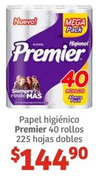 Soriana Híper Papel higiénico Premier 40 rollos 225 hojas dobles oferta