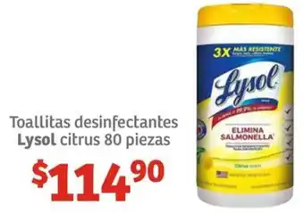Soriana Híper Toallitas desinfectantes Lysol citrus 80 piezas oferta