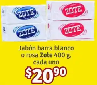 Soriana Híper Jabón barra blanco o rosa Zote 400g oferta