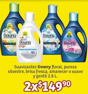 Soriana Híper Suavizantes Downy floral, pureza silvestre, brisa fresca, amanecer o suave y gentil 2x2.8L oferta