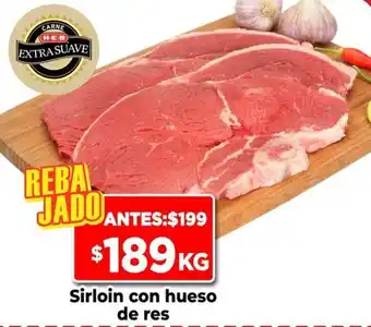 HEB Sirloin con hueso de res oferta