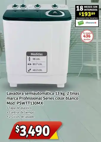 Lavadora semiautomática 13 kg