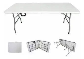 Mercado Libre Mesa Plegable Top Living Portafolio Plastico 1.80m Resistente Color Blanco oferta
