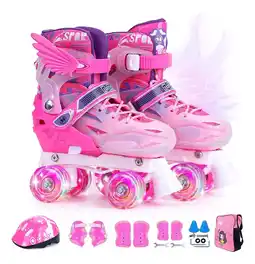 Mercado Libre Patines Roller De 4 Ruedas Doble Fila Para Mujer Con Led oferta