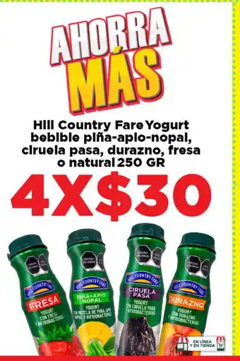 HEB Hill Country Fare Yogurt Bebible Piña-aplo-nopal, Ciruela pasa, durazno, fresa o natural 250 GR oferta