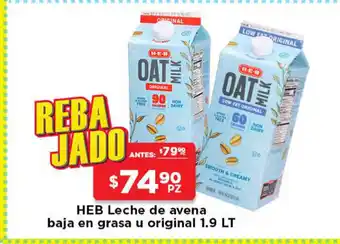 HEB HEB Leche de avena baja en grasa u original 1.9Lt oferta