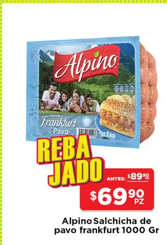 HEB Alpino Salchicha de pavo frankfurt 1000gr oferta