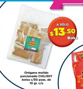 Oregano molido porcionado CHILISKY bolsa c/50 pzas. de 10 gr C/U