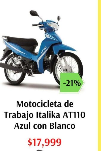 Elektra Motocicleta de Trabajo Italika AT110 Azul con Blanco oferta
