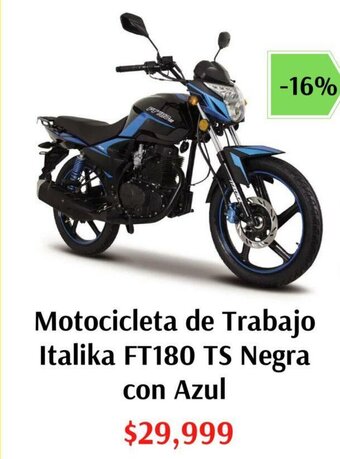 Elektra Motocicleta de Trabajo Italika FT180 TS Negra con Azul oferta