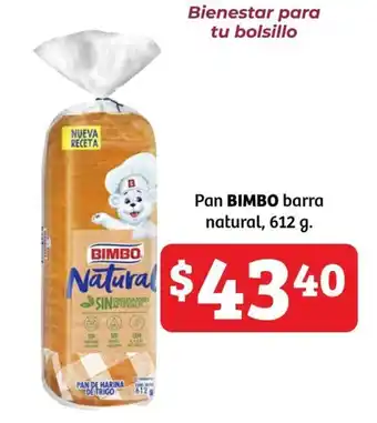 Soriana Híper Pan BIMBO barra natural, 612 g. oferta