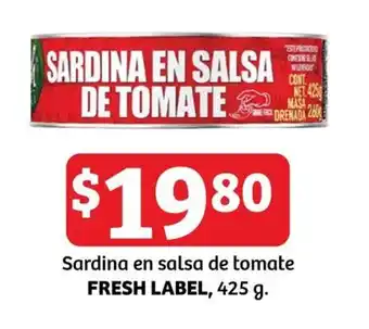 Soriana Híper Sardina en salsa de tomate FRESH LABEL, 425 g. oferta