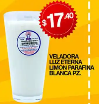 Veladora Luz Eterna Limon Parafina Blanca pz