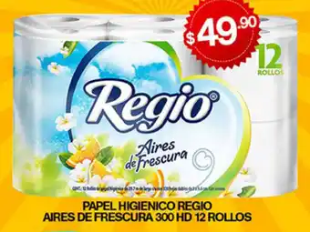 Papel Higienico Regio Aires de Fresura 300 HD 12 Rollos